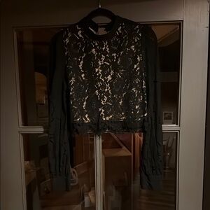 Black Lace Long Sleeve Top